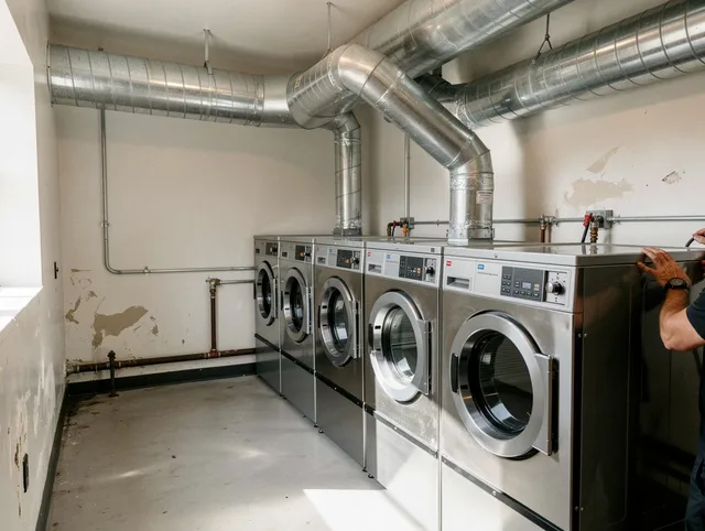 La Habra Dryer Vent Cleaning team performing large-scale commercial dryer vent cleaning in La Habra