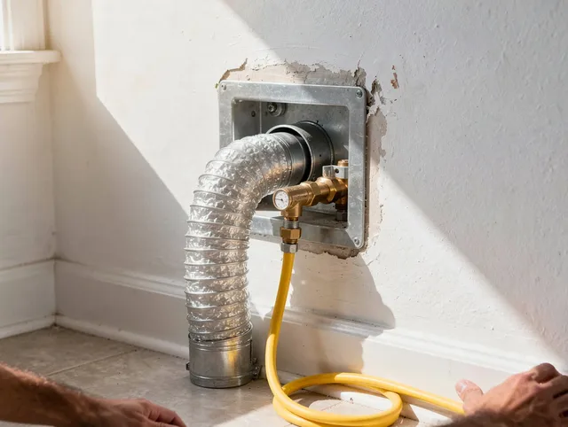 La Habra Dryer Vent Cleaning certified technician performing specialized gas dryer vent cleaning in La Habra